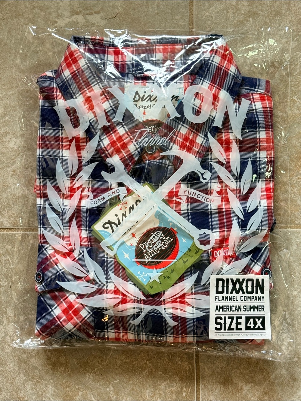 Dixxon Men's 4XL Red & Navy Plaid Flannel Shirt. American Summer
